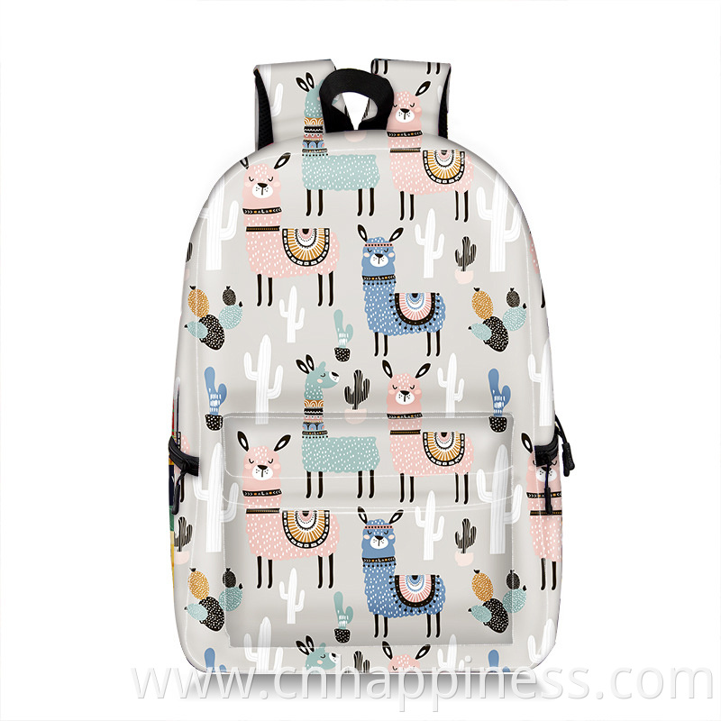 Wholesale blank sublimation full print waterproof backpacks zoo animal shoulders backpack school bag